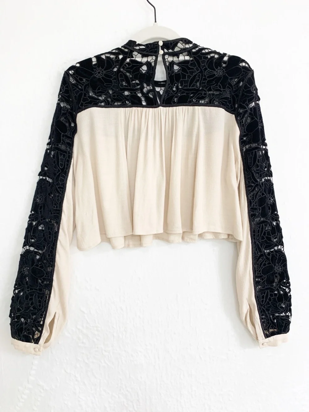Free People Velvet Lace Cropped Swing Top Sz 4